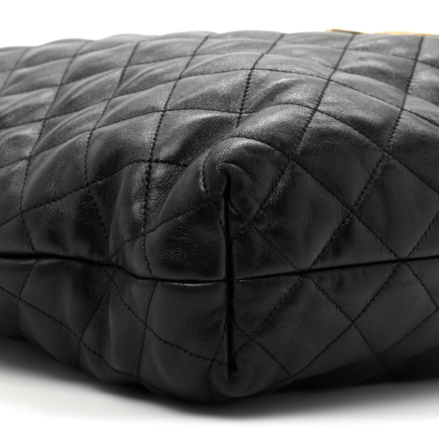 Lambskin Quilted Maxi Icare Shopping Tote Black