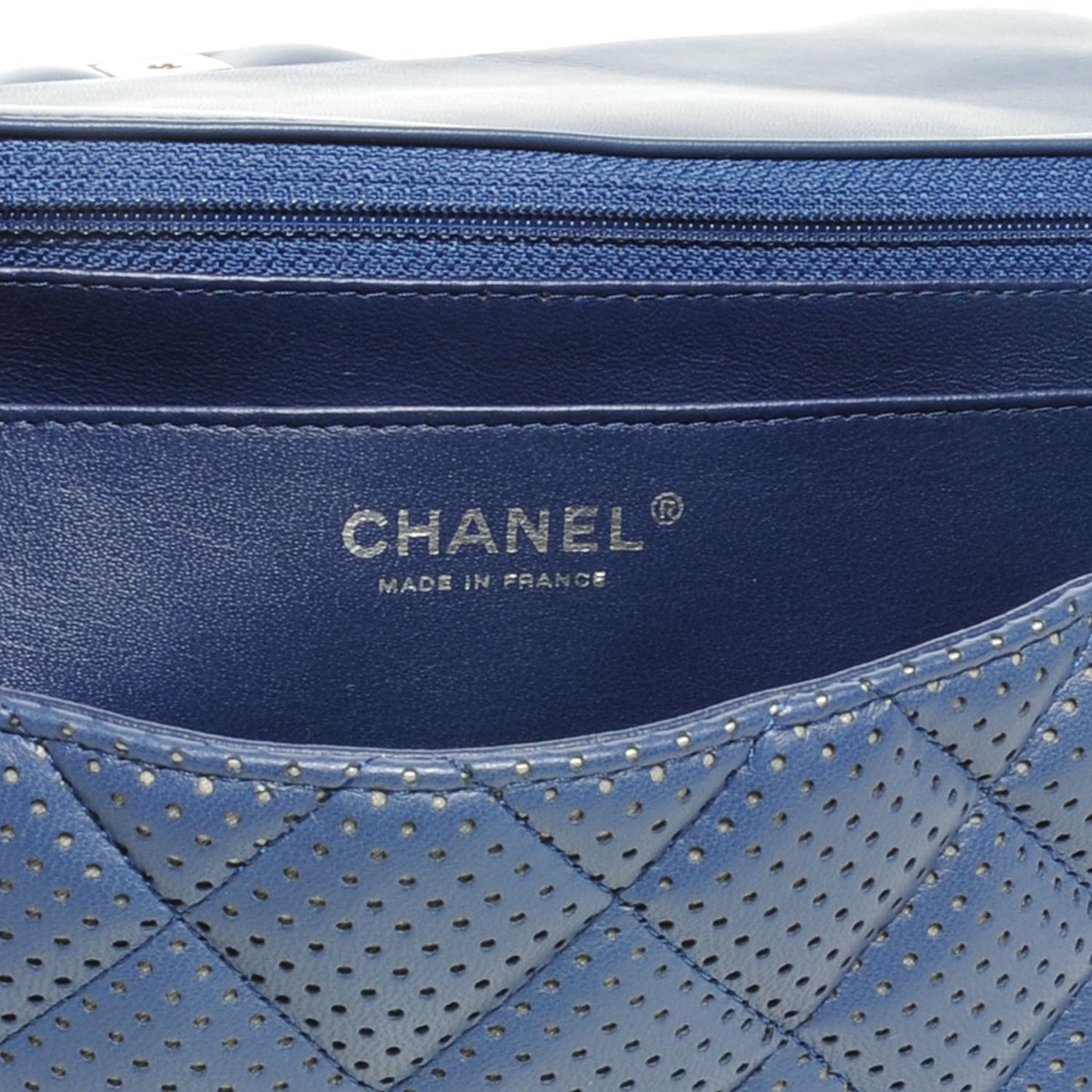Lambskin Perforated Jumbo Single Flap Blue