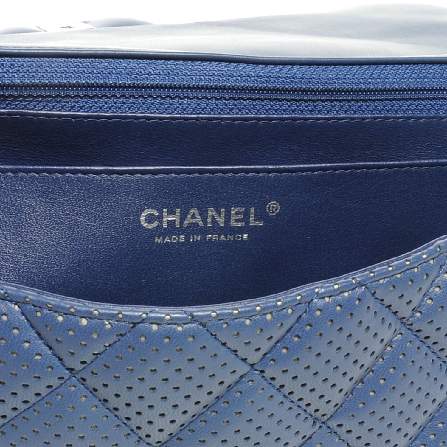 Chanel Lambskin Perforated Jumbo Single Flap Blue 7 of 8