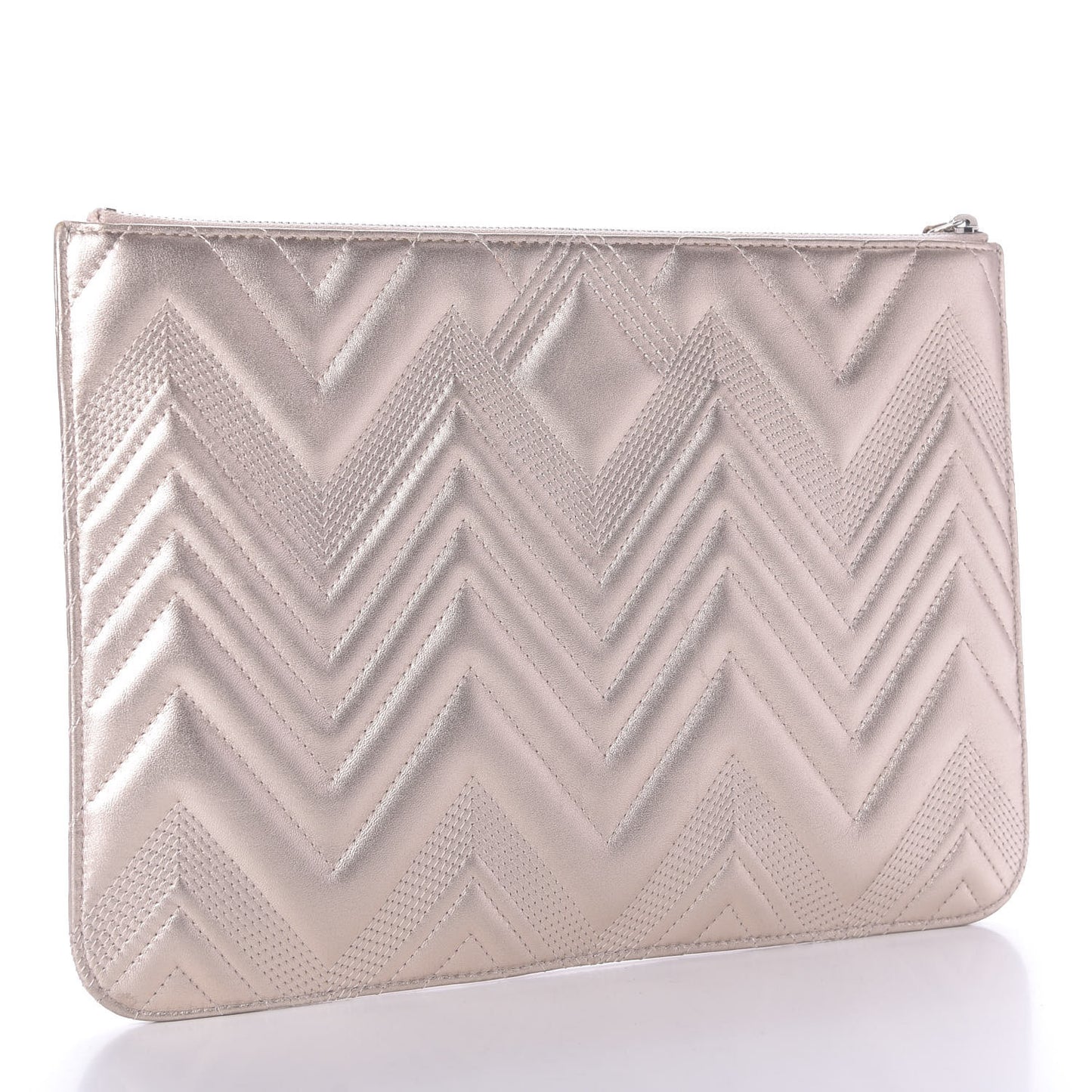 Metallic Lambskin Chevron Quilted Medium Cosmetic Case