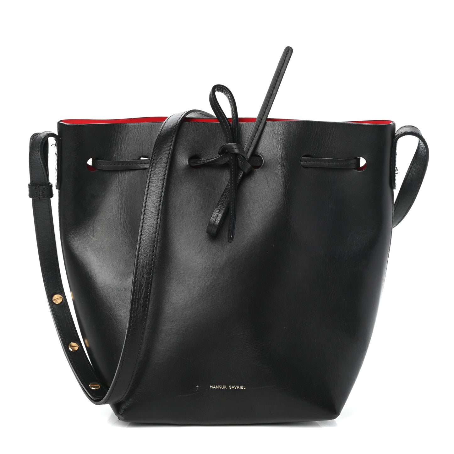 Calfskin Mini Bucket Bag Black Flamma
