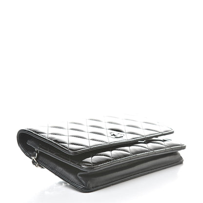 Chanel Patent Quilted Wallet On Chain WOC Black 4 of 14
