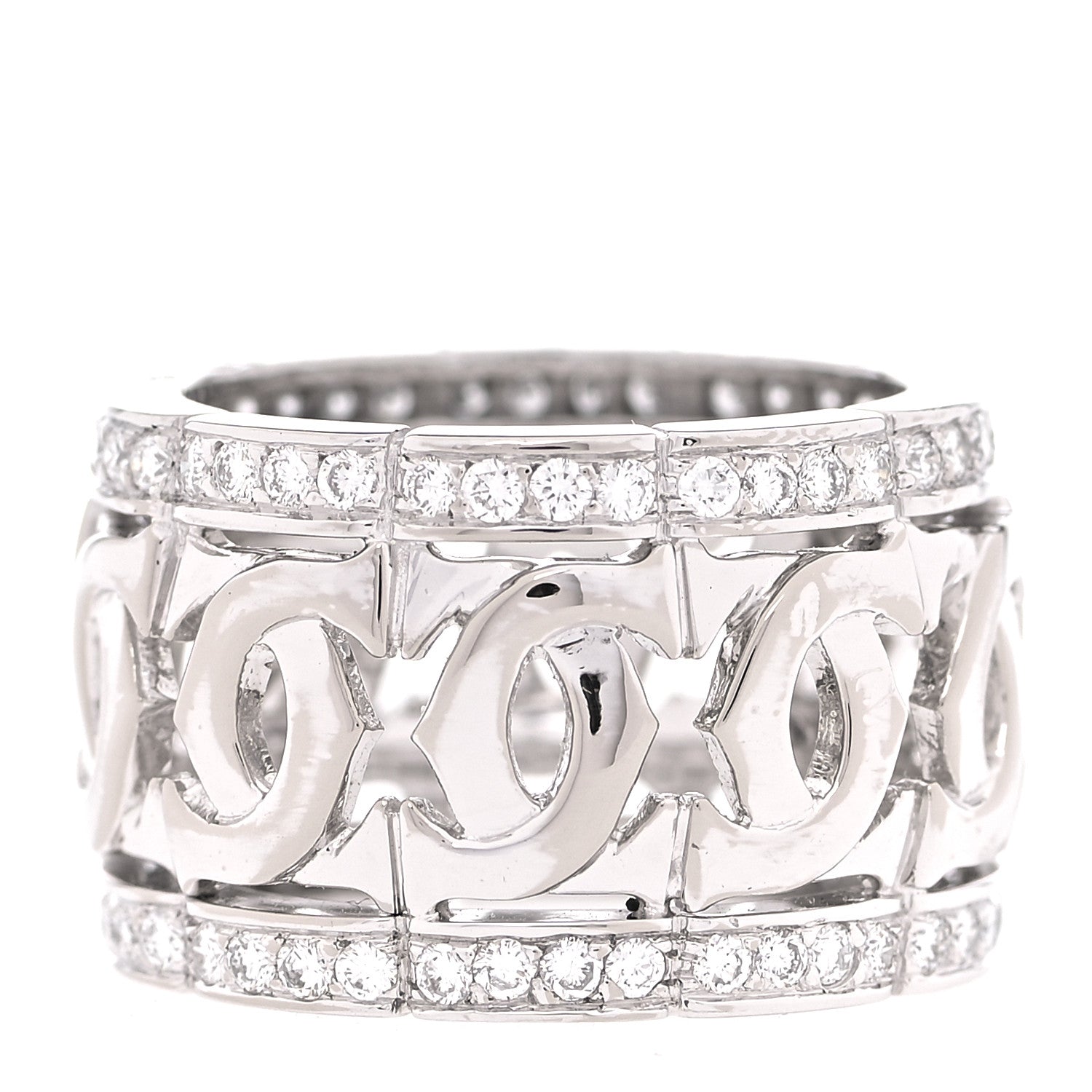 Cartier 18K White Gold Diamond Entrelaces Ring 52 6 3 of 4