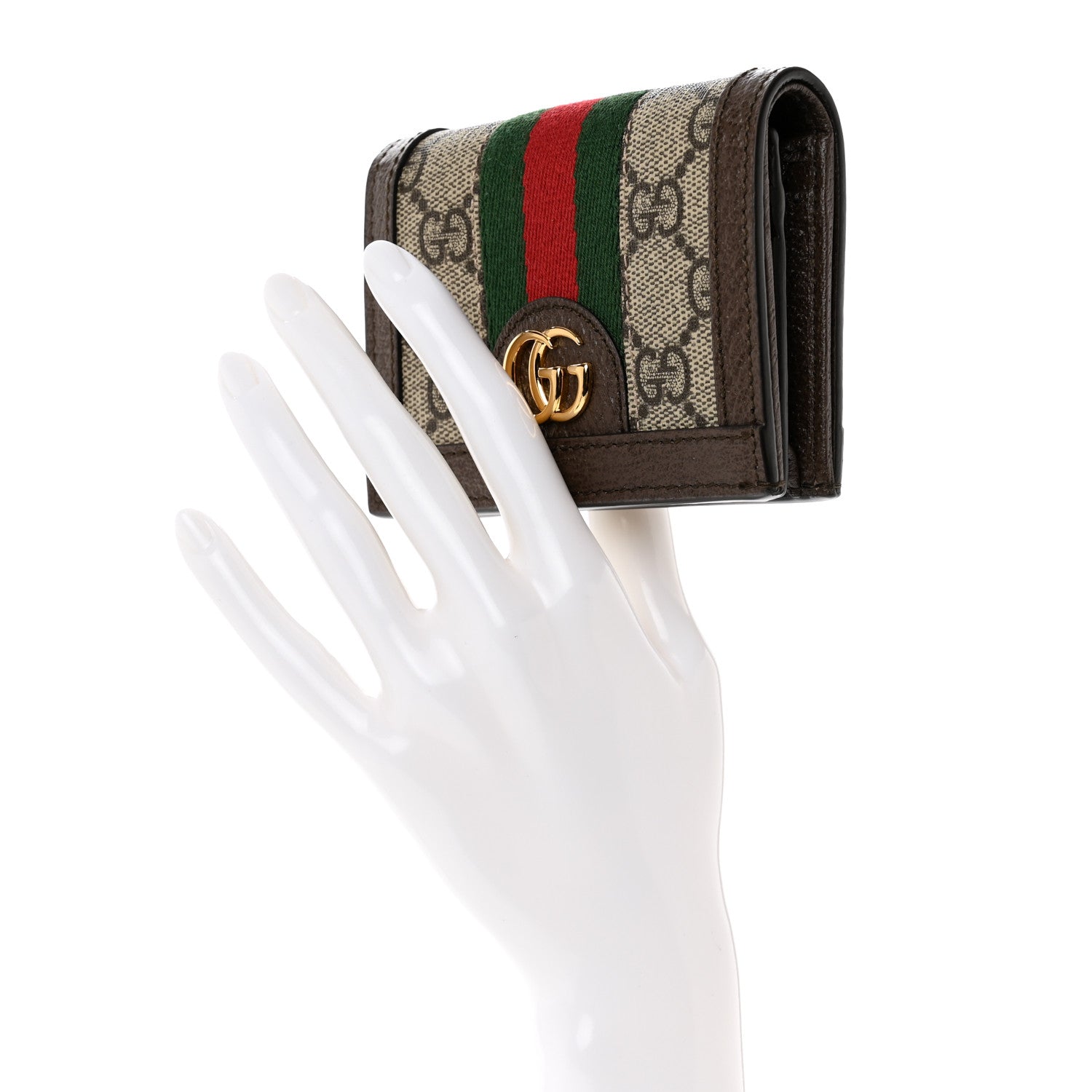 Gucci GG Supreme Monogram Web Ophidia Card Case Beige New Acero 2 of 8