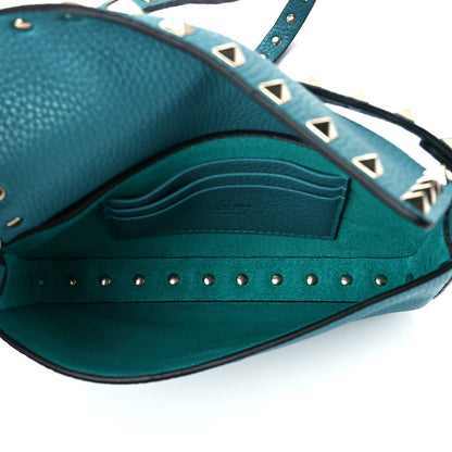 Valentino Garavani Grainy Calfskin Rockstud Crossbody Pouch Ultra Marine Green 5 of 11