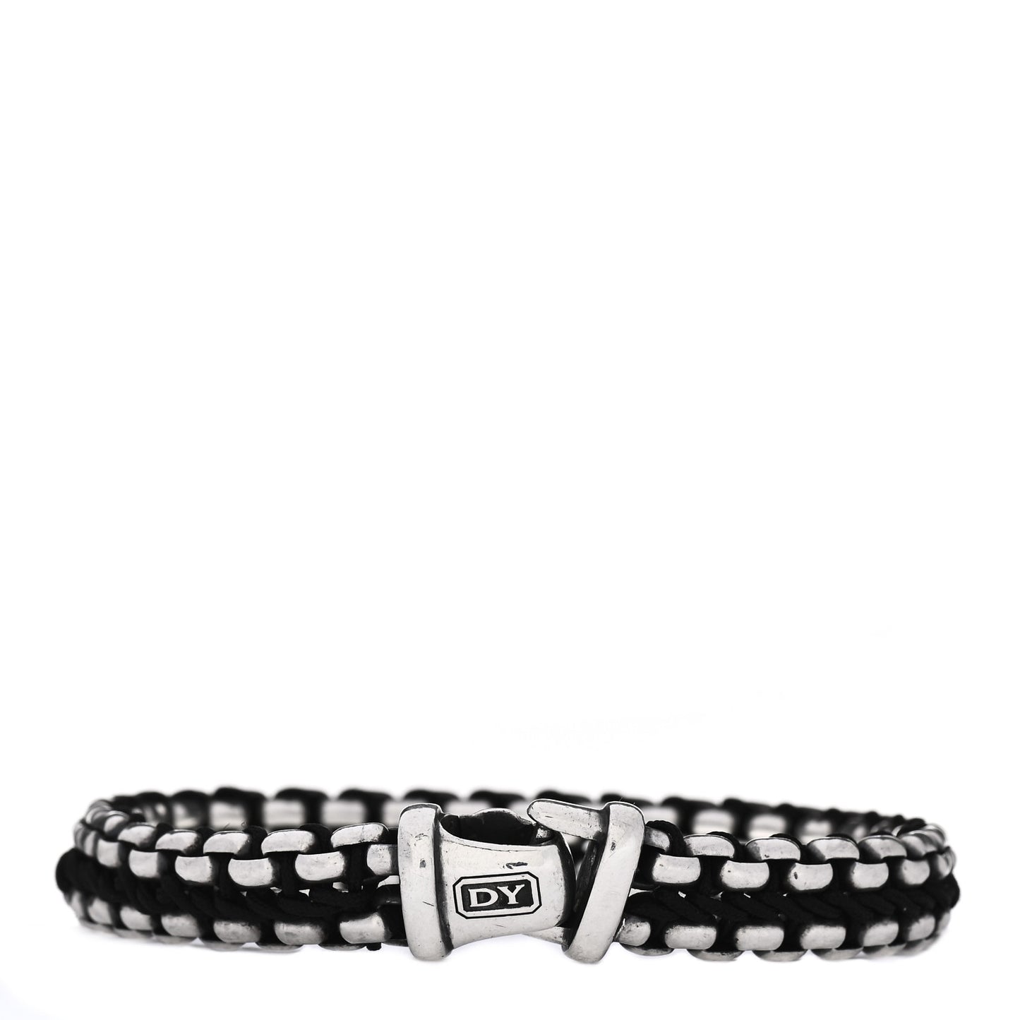 Sterling Silver Woven Box Chain Bracelet Black