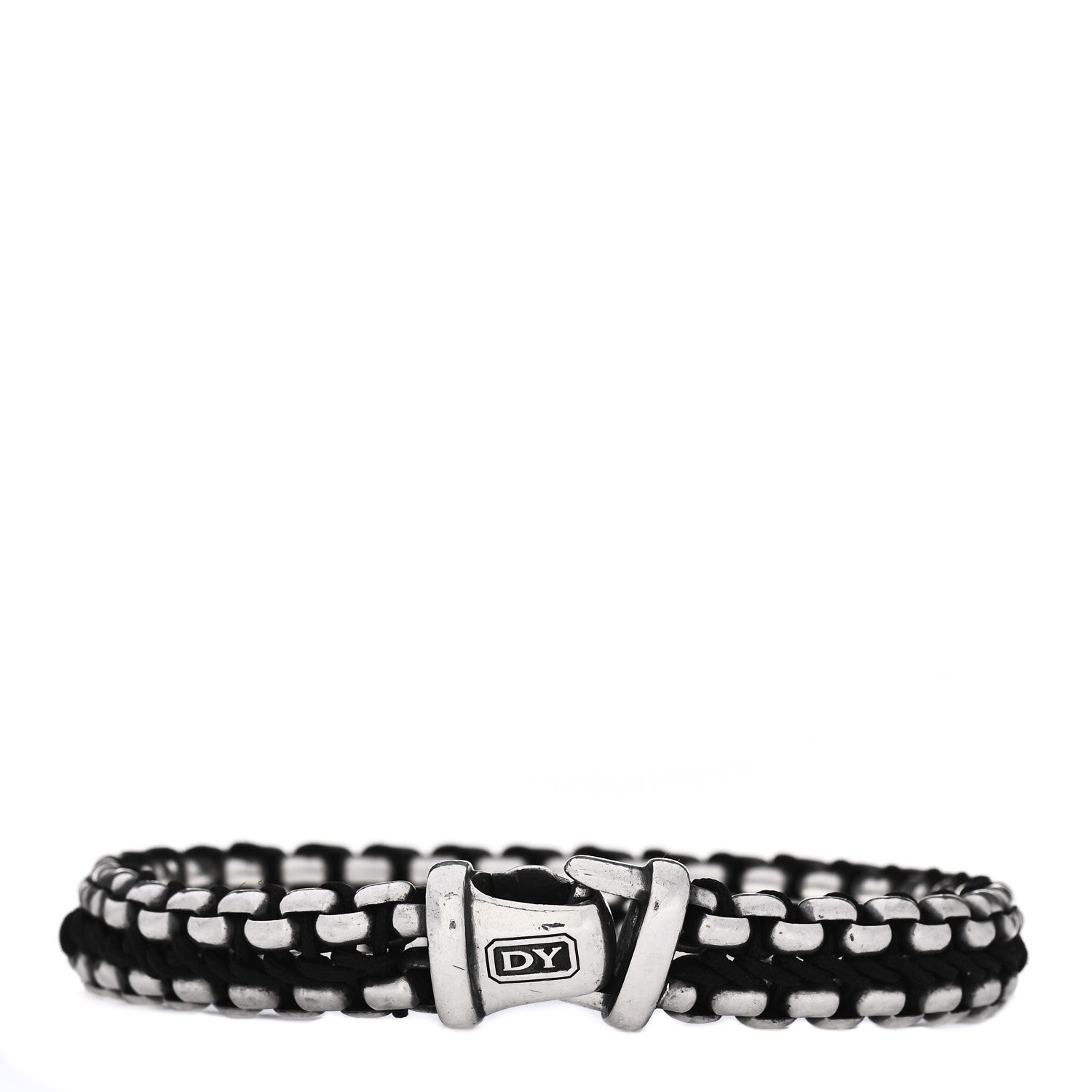 David Yurman Sterling Silver Woven Box Chain Bracelet Black 1 of 4