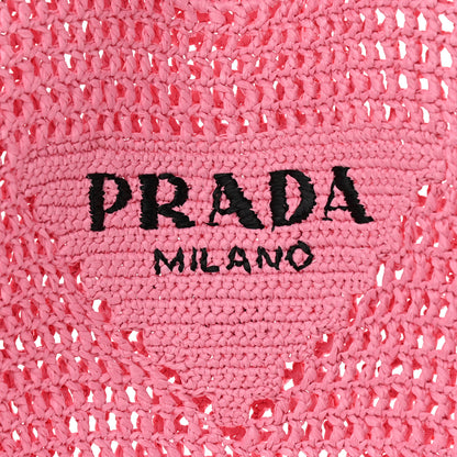 Prada Yarn Raffia Effect Crochet Logo Embroidered Shopping Tote Bag Petalo 6 of 8