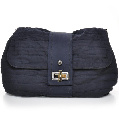 Lanvin Pleated Canvas Happy Shoulder Bag Navy 1 of 7