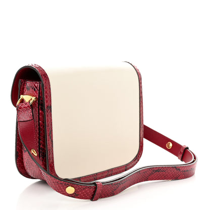 Gucci Azalea Calfskin Snakeskin Horsebit 1955 Shoulder Bag Mystic White Red 3 of 10
