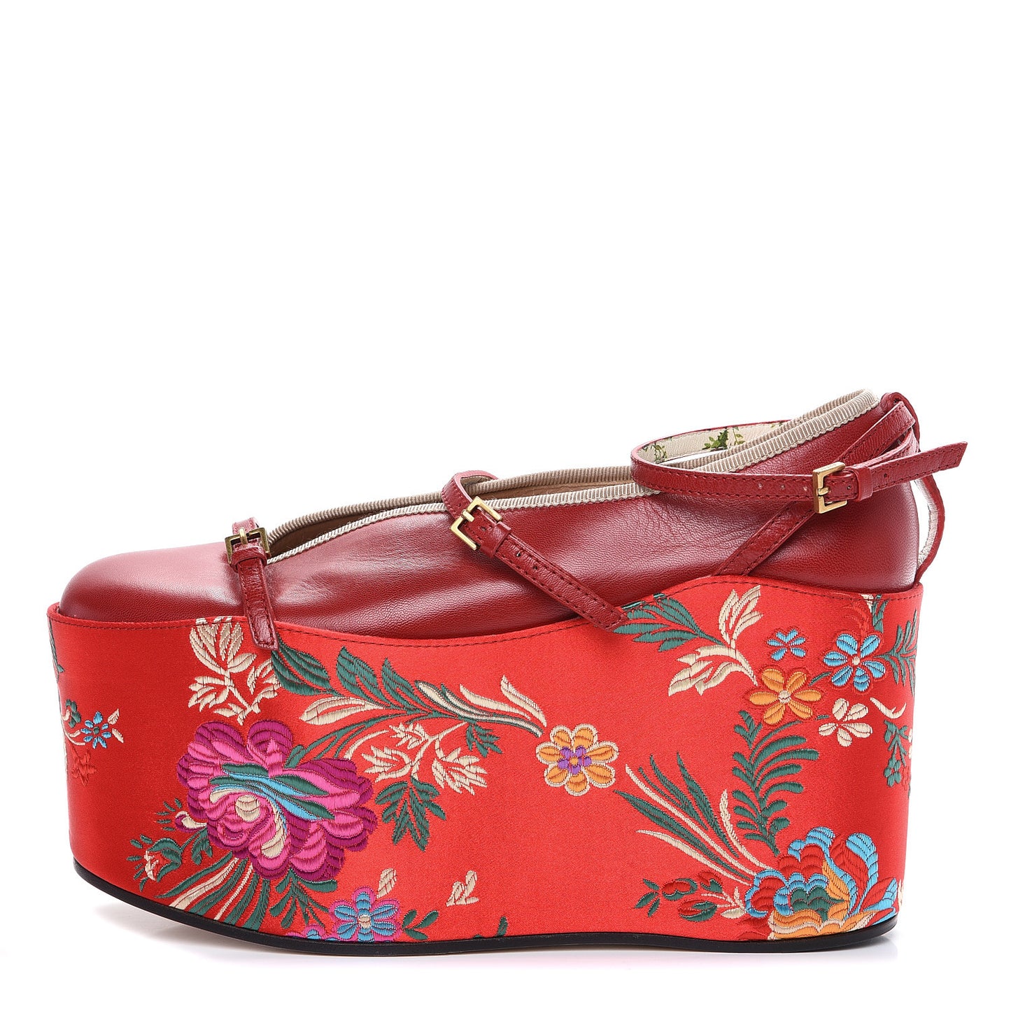 Malaga Kid Silk Hannelore Detachable Platform Slide 36.5 Hibiscus Red