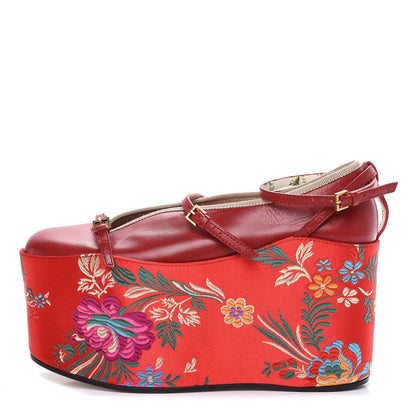 Gucci Malaga Kid Silk Hannelore Detachable Platform Slide 36.5 Hibiscus Red 1 of 10