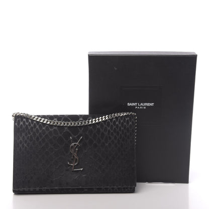 Saint Laurent Suede Python Embossed Monogram Chain Wallet Black 15 of 15