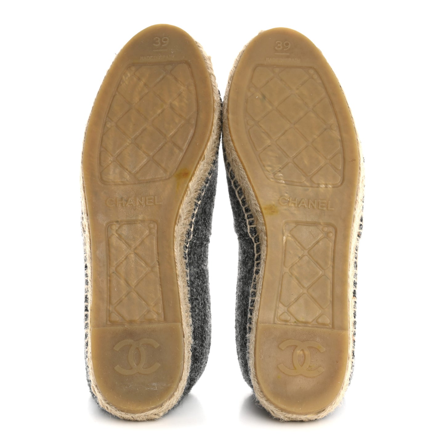 Tweed Velvet CC Espadrilles 39 Grey Black