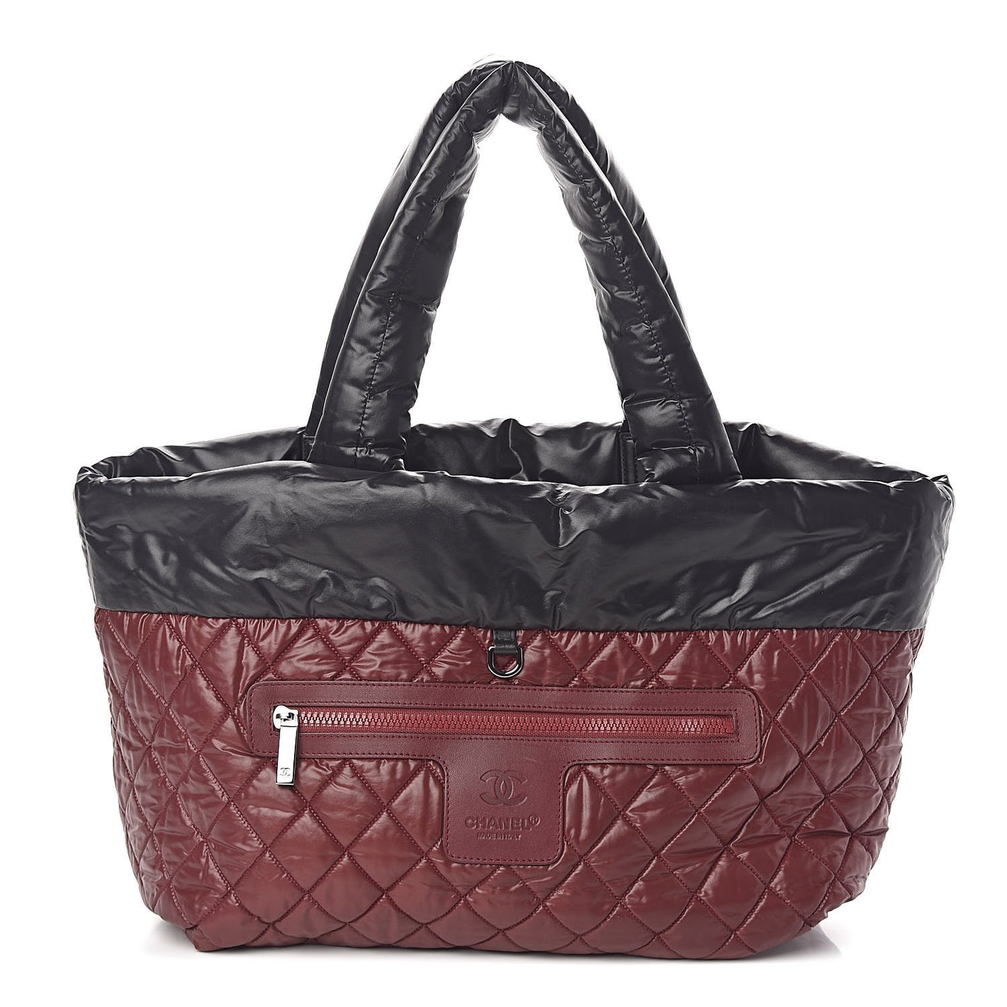 Nylon Quilted Medium Coco Cocoon Reversible Tote Black
