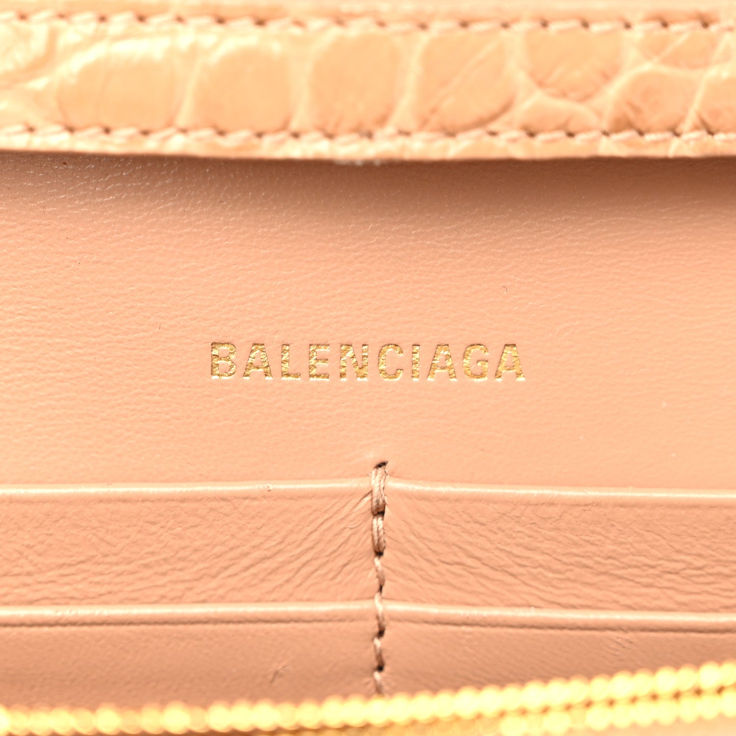 Shiny Calfskin Crocodile Embossed Hourglass Chain Bag Nude Beige