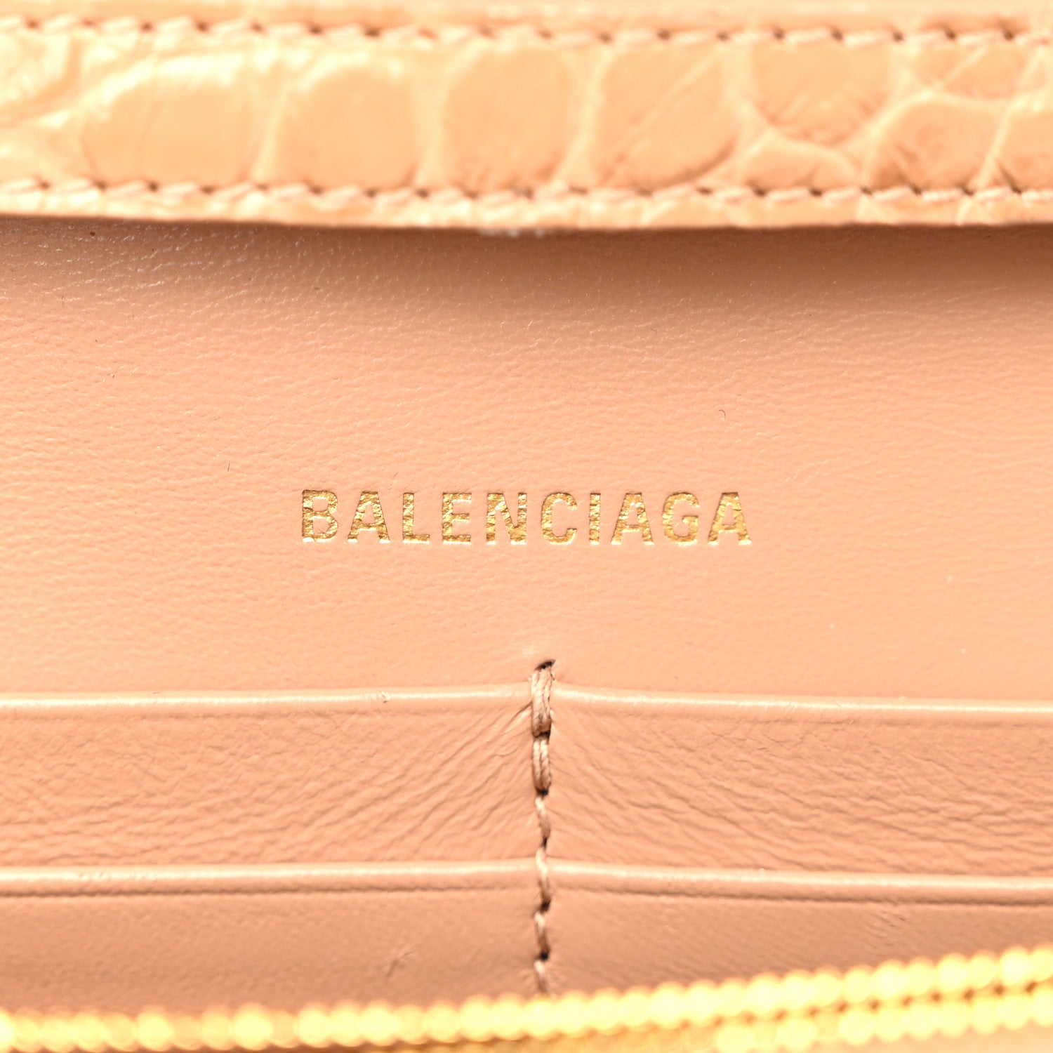 Balenciaga Shiny Calfskin Crocodile Embossed Hourglass Chain Bag Nude Beige 6 of 9
