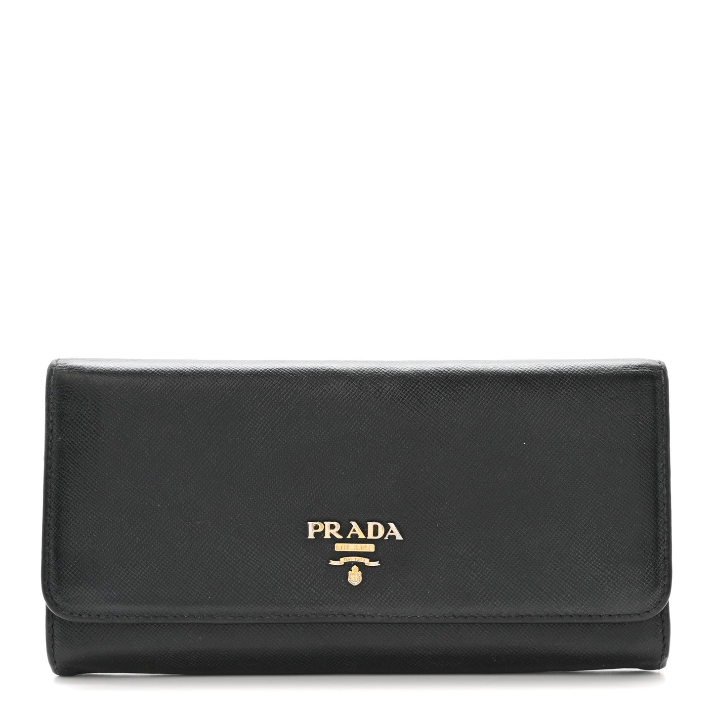 Saffiano Metal Continental Flap Wallet Black