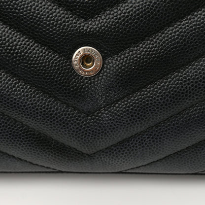 Saint Laurent Grain De Poudre Matelasse Chevron Monogram Chain Wallet Black 17 of 18
