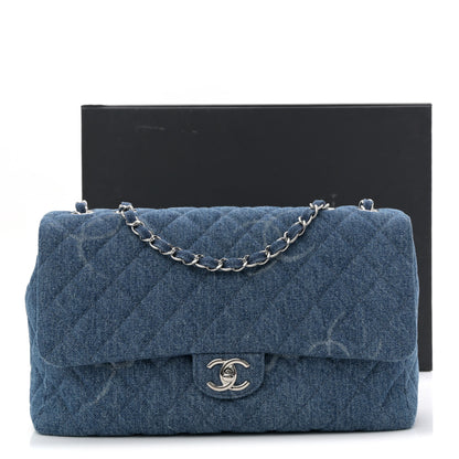 Chanel Denim Quilted CC Print Jumbo Single Flap Blue 11 of 11