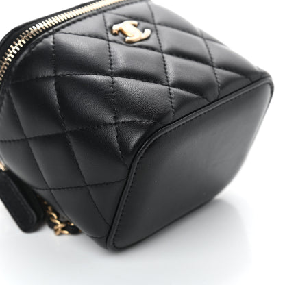 Chanel Lambskin Quilted Mini Pearl Crush Vanity Case With Chain Black 8 of 10
