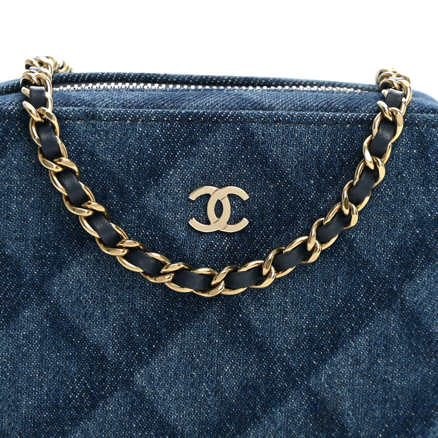 Printed Denim CC Camera Case Blue