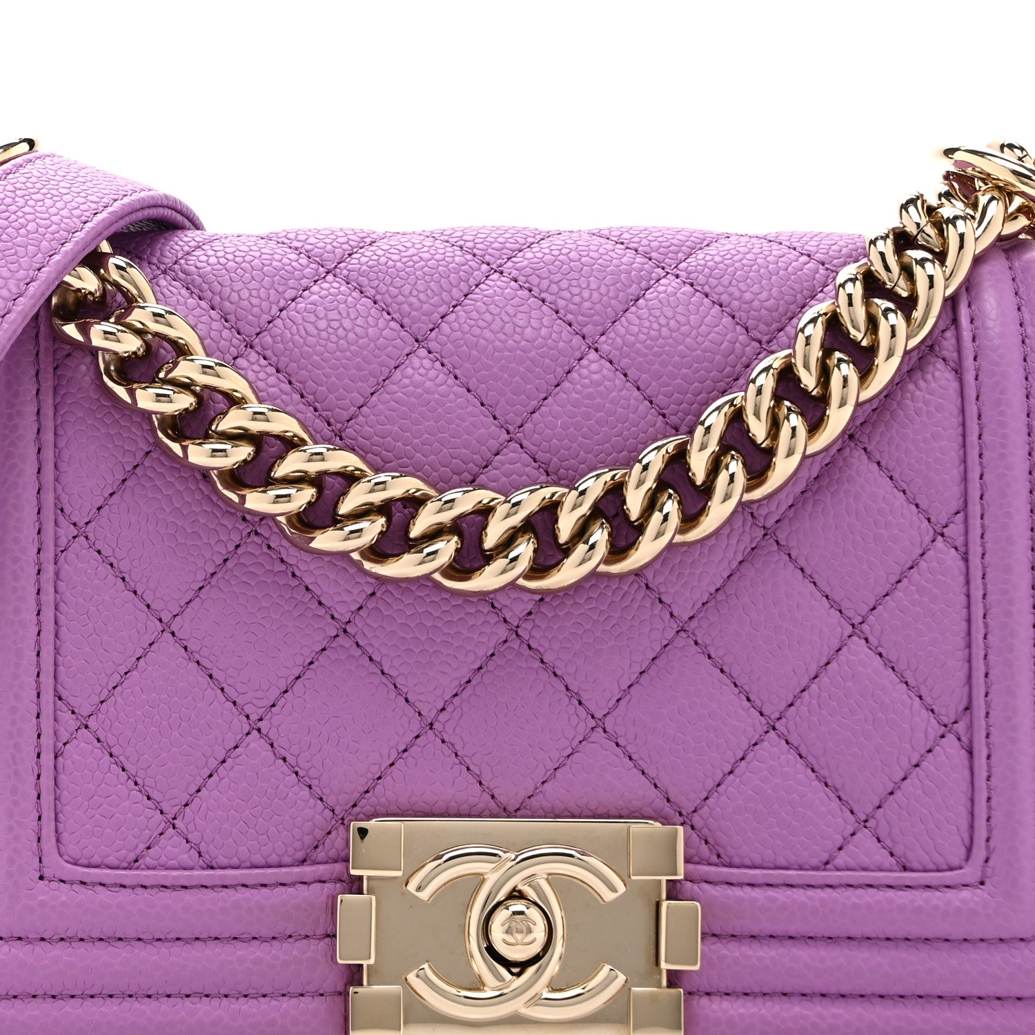 Chanel Caviar Quilted Small Boy Flap Purple 8 of 10