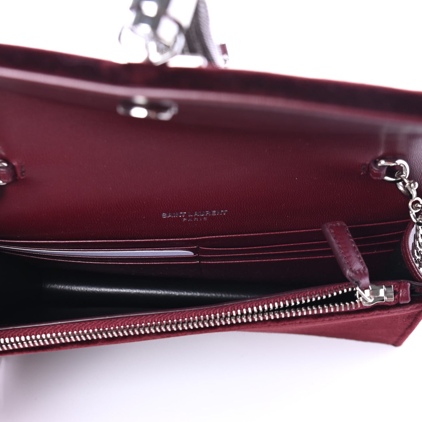 Velvet Crystal Monogram Kate Tassel Shoulder Bag Burgundy