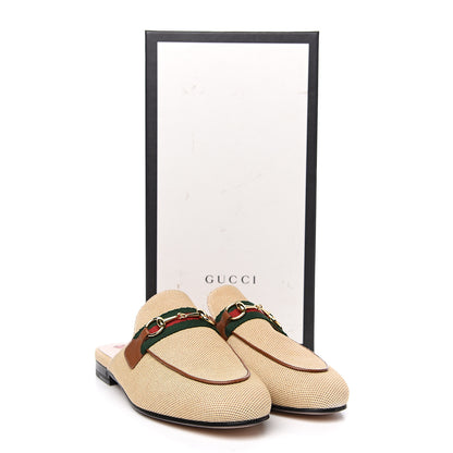 Gucci Canvas Vintage Charlotte Web Princetown Slippers 37 Sand Cuir 9 of 9