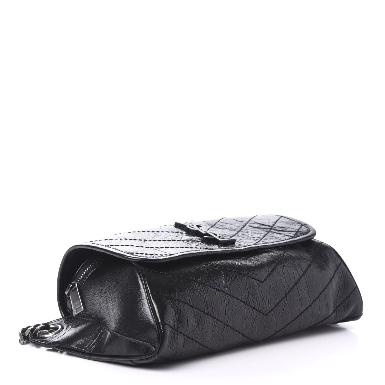 Saint Laurent Crinkled Calfskin Matelasse Monogram Niki Body Bag Black 5 of 10