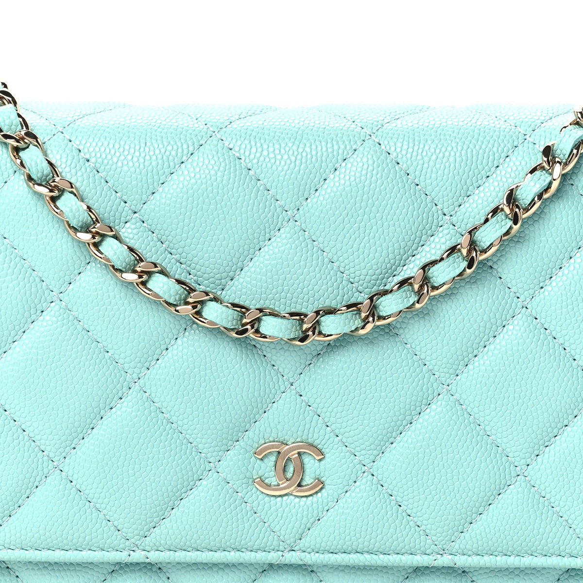 Chanel Caviar Quilted Wallet On Chain WOC Turquoise 9 of 11