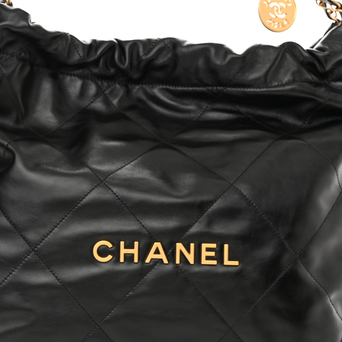 Shiny Calfskin Quilted Chanel 22 Black
