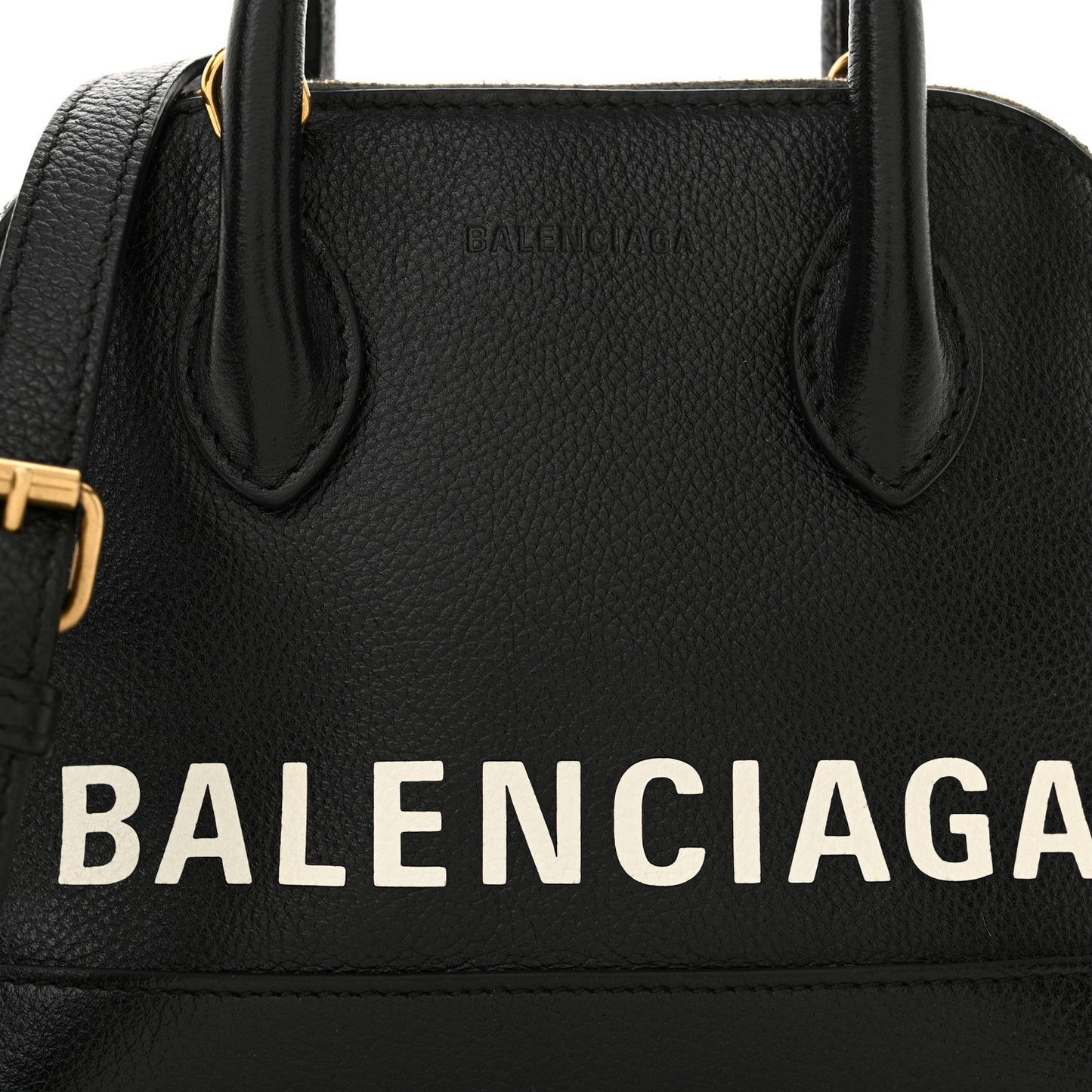 Signature Grained Calfskin XXS Ville Top Handle Bag Black White