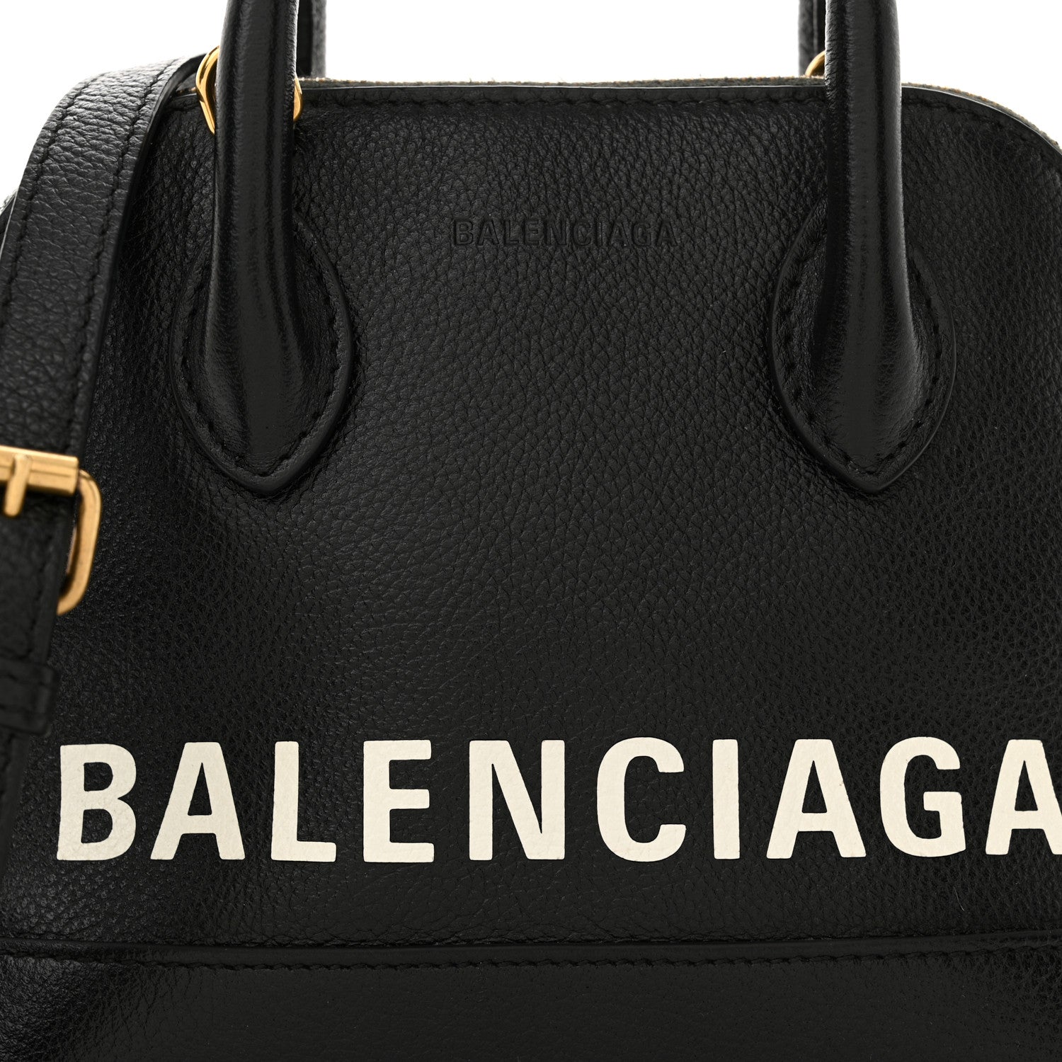 Balenciaga Signature Grained Calfskin XXS Ville Top Handle Bag Black White 8 of 10