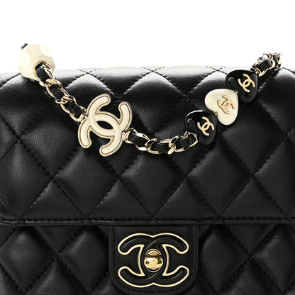 Chanel Lambskin Resin Quilted Mini Heart Square Flap Black 8 of 10