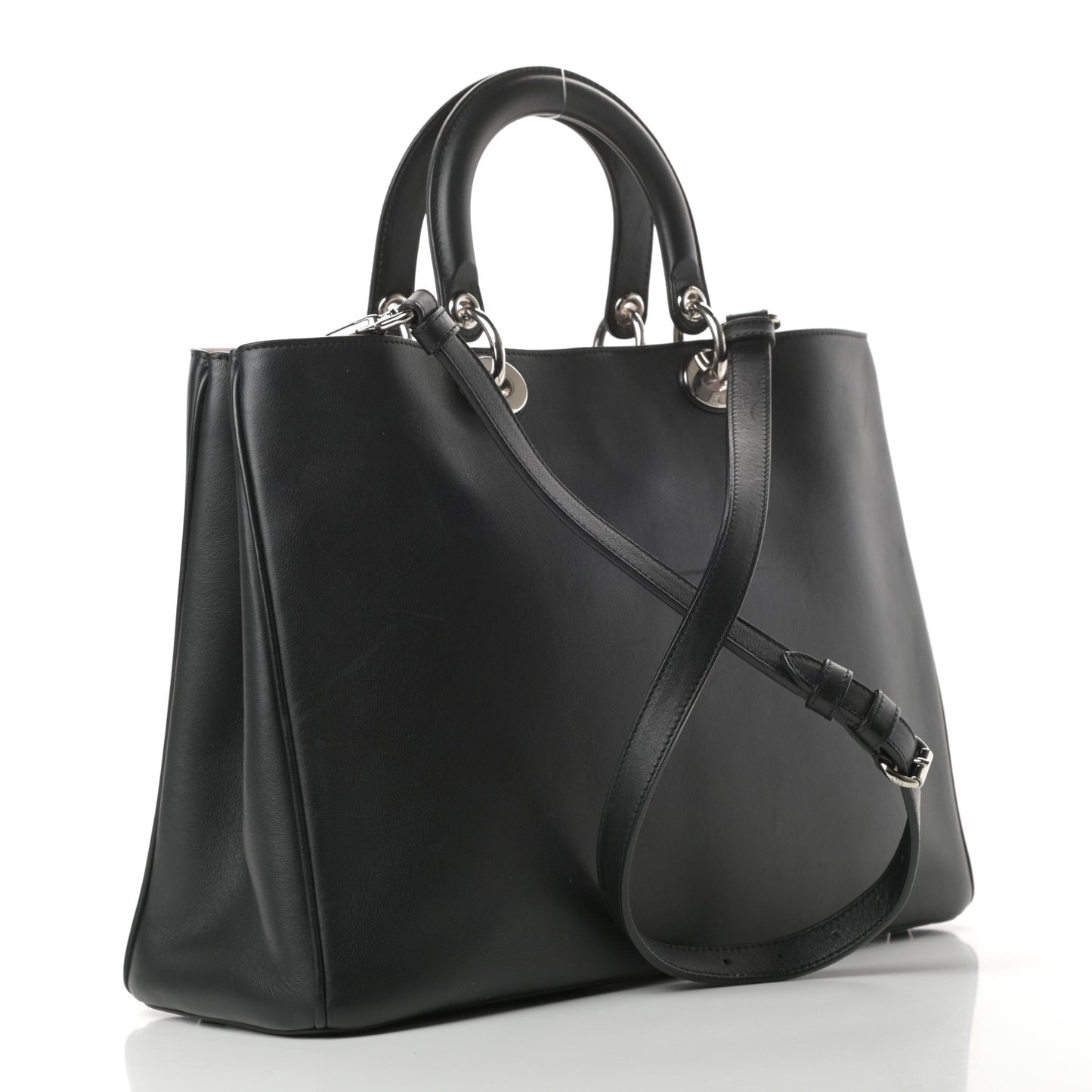 Smooth Calfskin Large Diorissimo Tote Black Rose Poudre