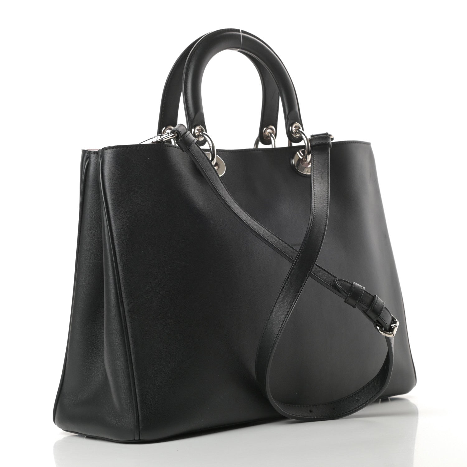 Christian Dior Smooth Calfskin Large Diorissimo Tote Black Rose Poudre 3 of 14