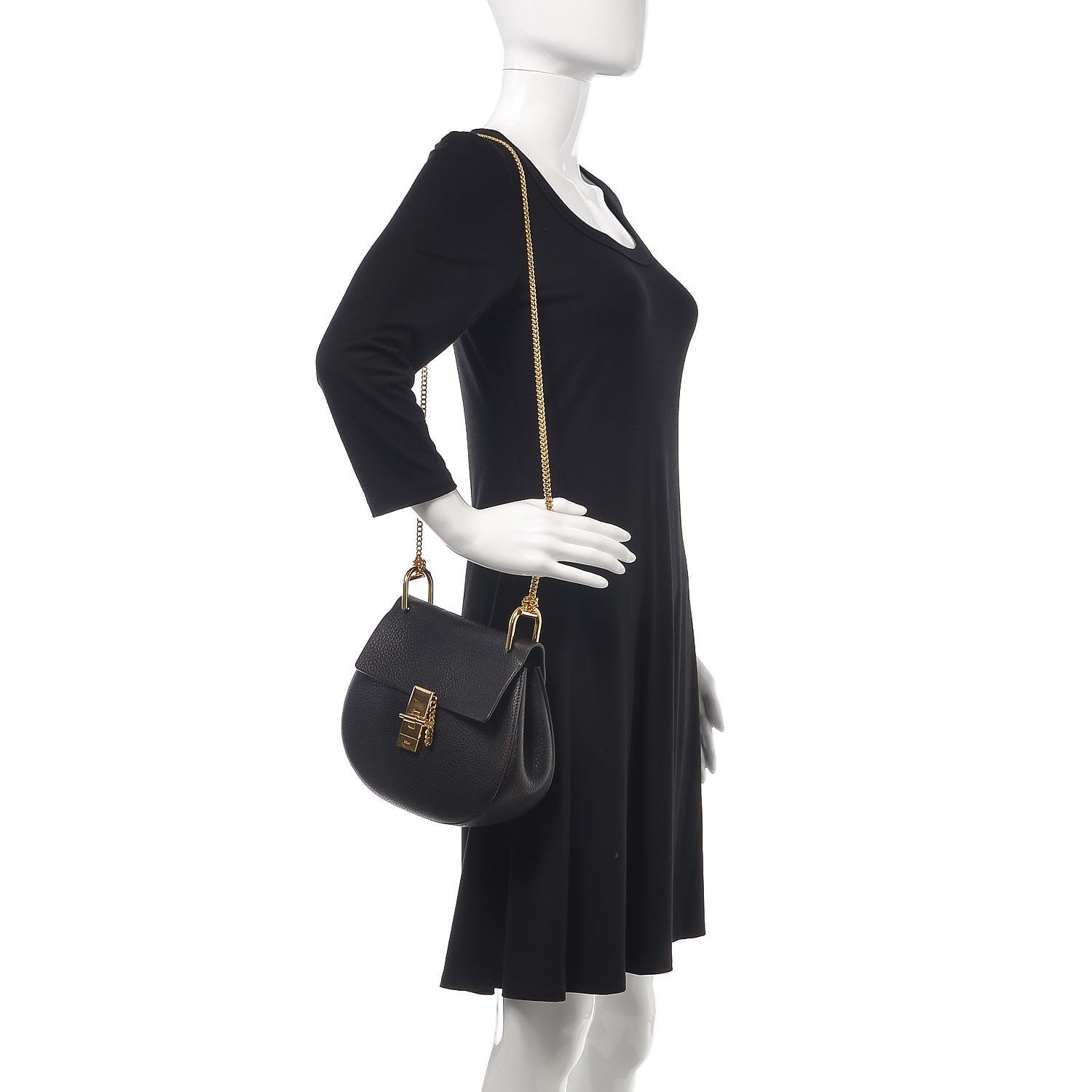 Chloe Grained Lambskin Drew Shoulder Bag Black 2 of 10