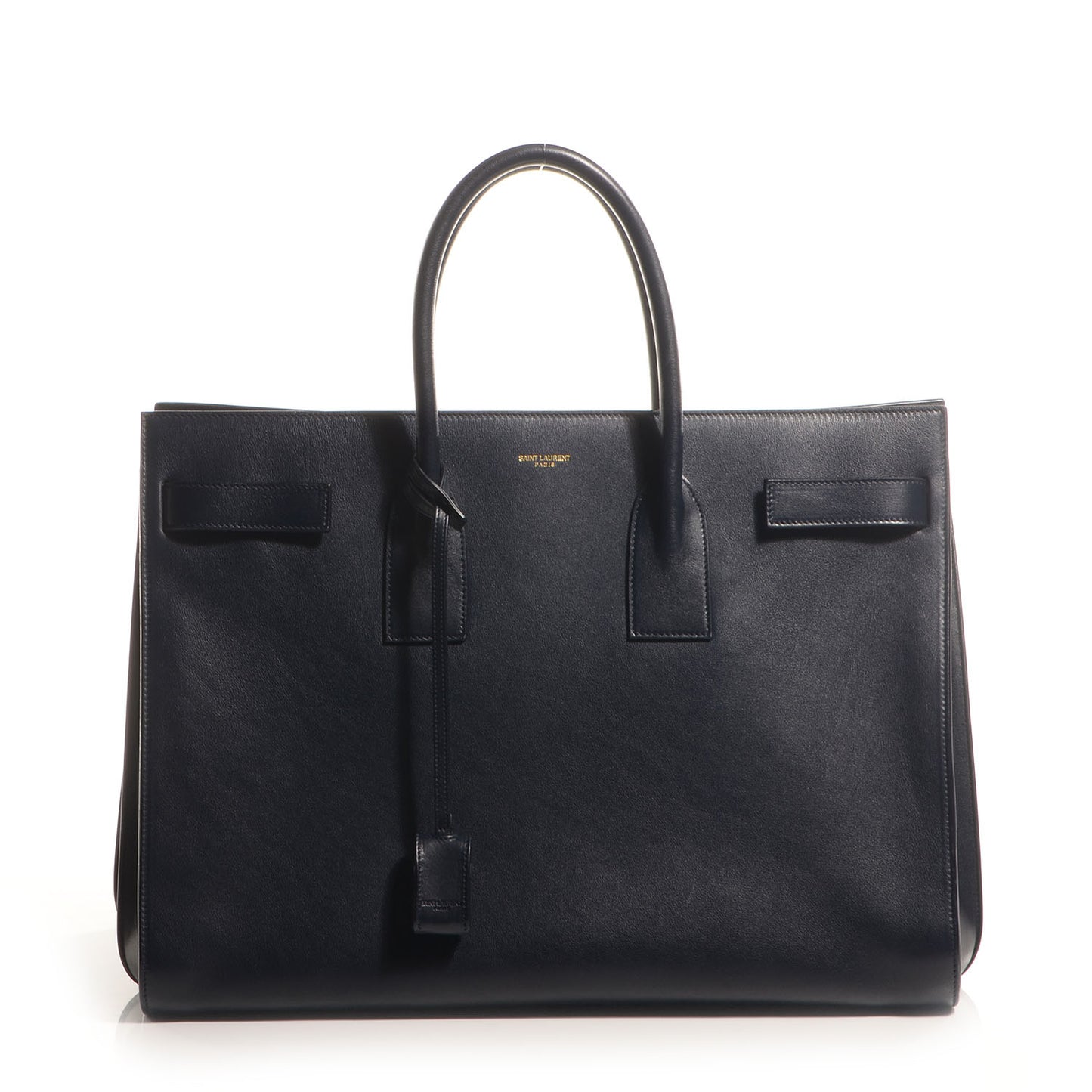 Leather Large Sac de Jour Carryall Navy Blue