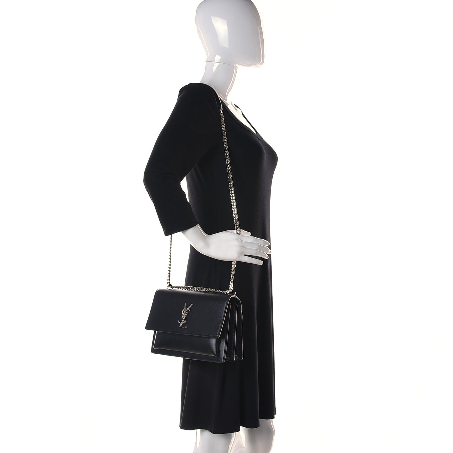 Smooth Calfskin Medium Monogram Sunset Satchel Black