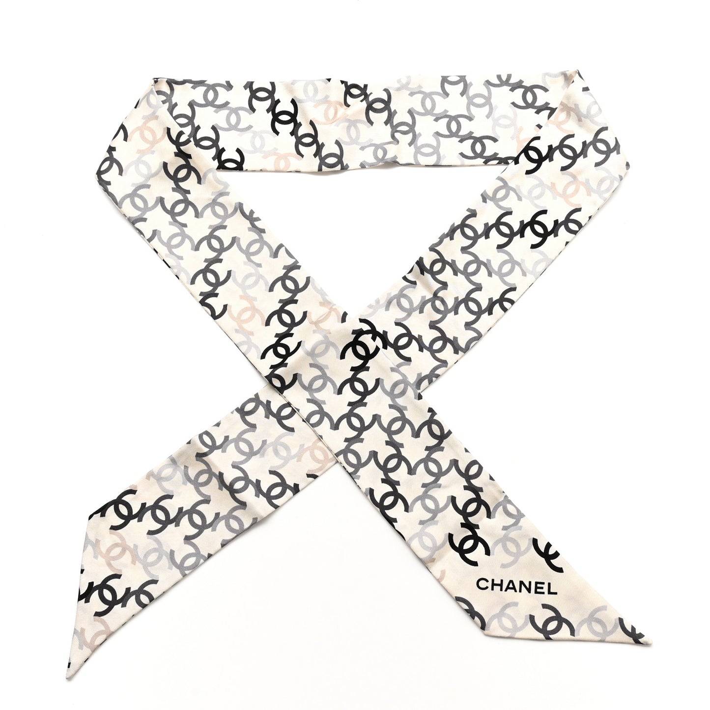 Silk CC Slim Bandeau Scarf Ecru Multicolor
