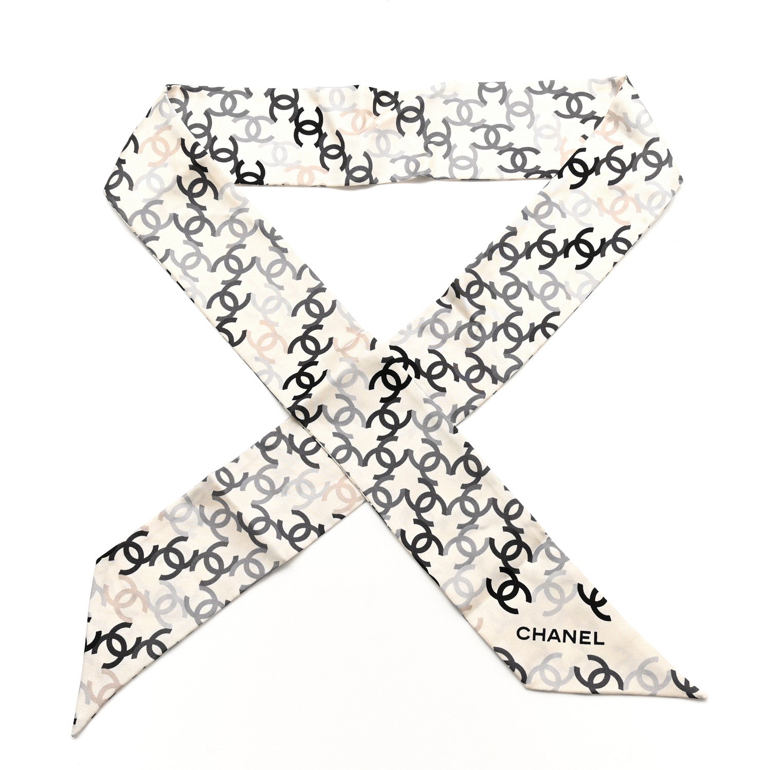 Chanel Silk CC Slim Bandeau Scarf Ecru Multicolor 1 of 3