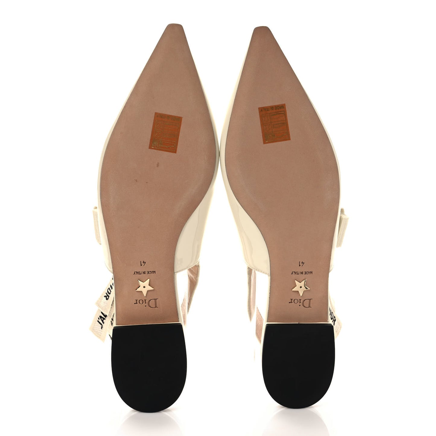 Patent Ribbon J'Adior Slingback Ballet Flats 41 Off White