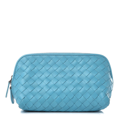 Bottega Veneta Nappa Intrecciato Cosmetic Case Turquoise 1 of 10