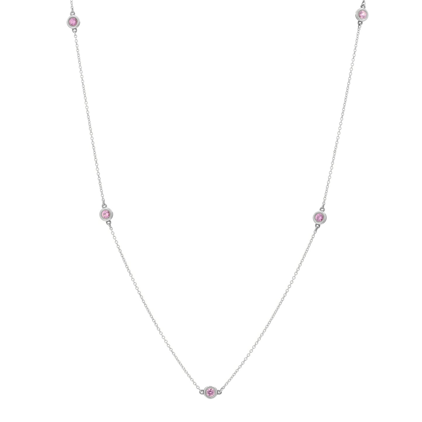 Sterling Silver Pink Sapphire Elsa Peretti Color By The Yard 5 Station Necklace