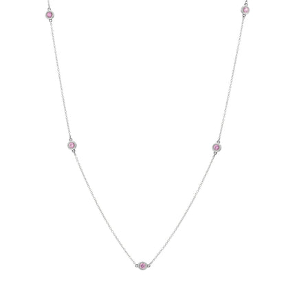 Tiffany Sterling Silver Pink Sapphire Elsa Peretti Color By The Yard 5 Station Necklace 1 of 3