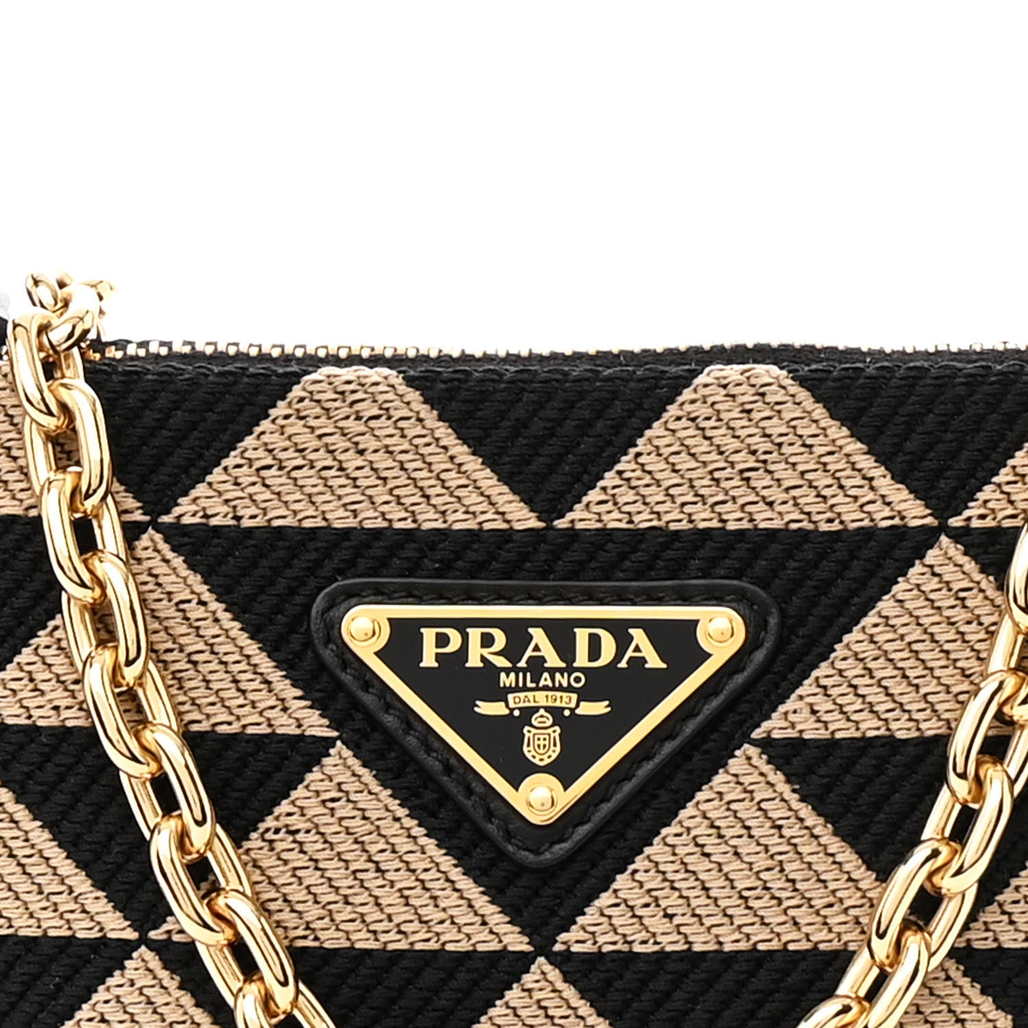 Prada Jacquard Triangolo Symbole Embroidered Mini Triangle Bag Black Corda 8 of 10