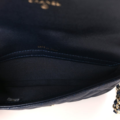 Chanel Caviar Quilted Flap Phone Holder With Chain Navy 5 of 12