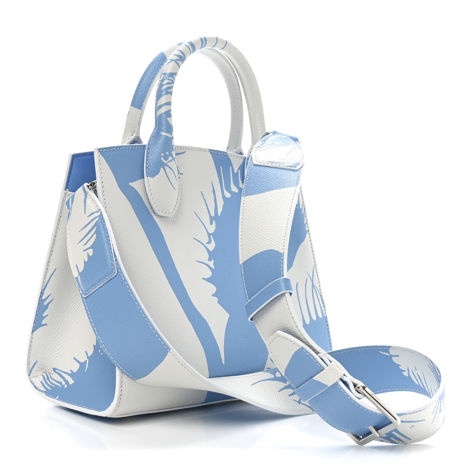 Salvatore Ferragamo Calfskin Print Mini The Studio Bag White Blue 3 of 10