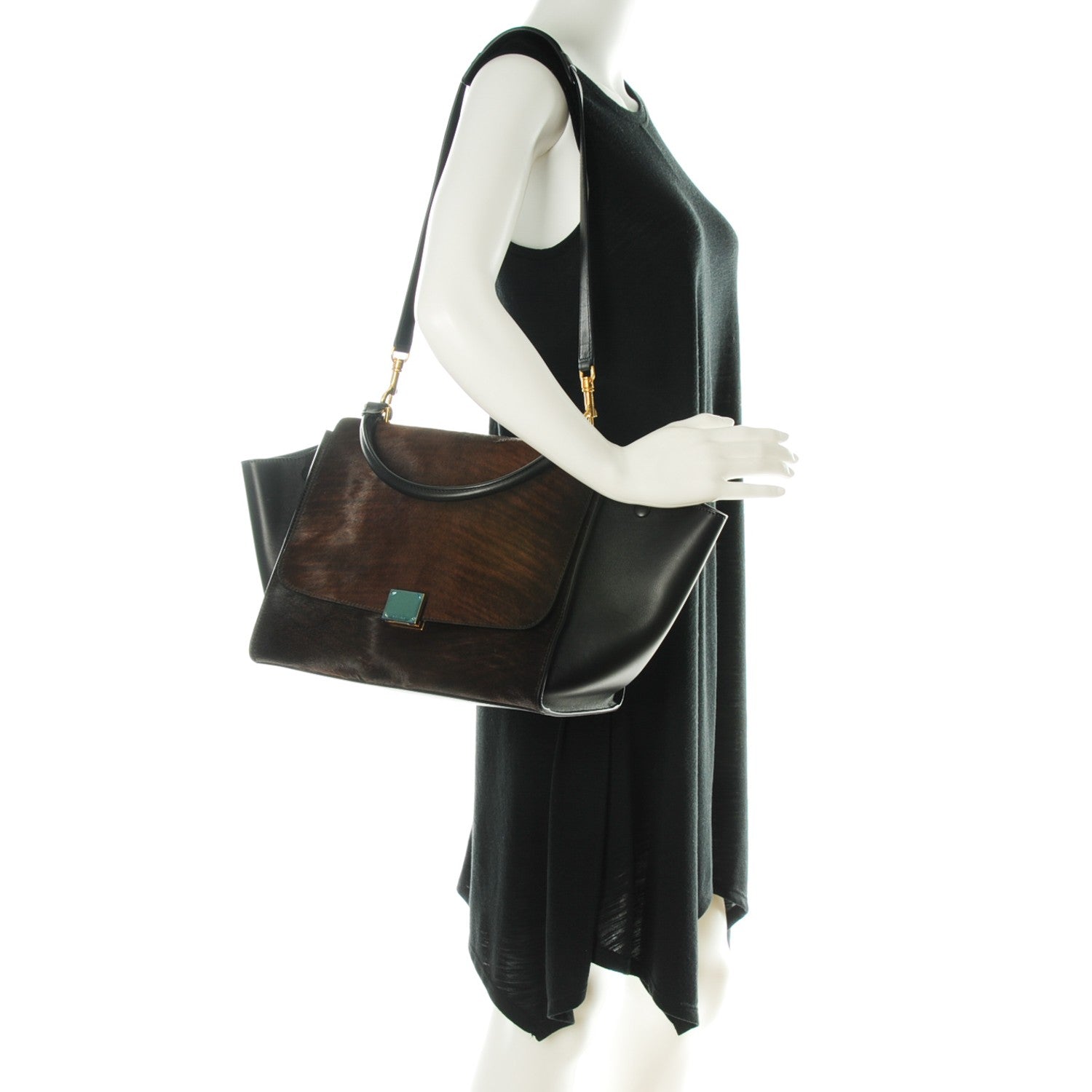 Celine Shaded Pony Hair Calfskin Medium Trapeze Brown 2 of 7